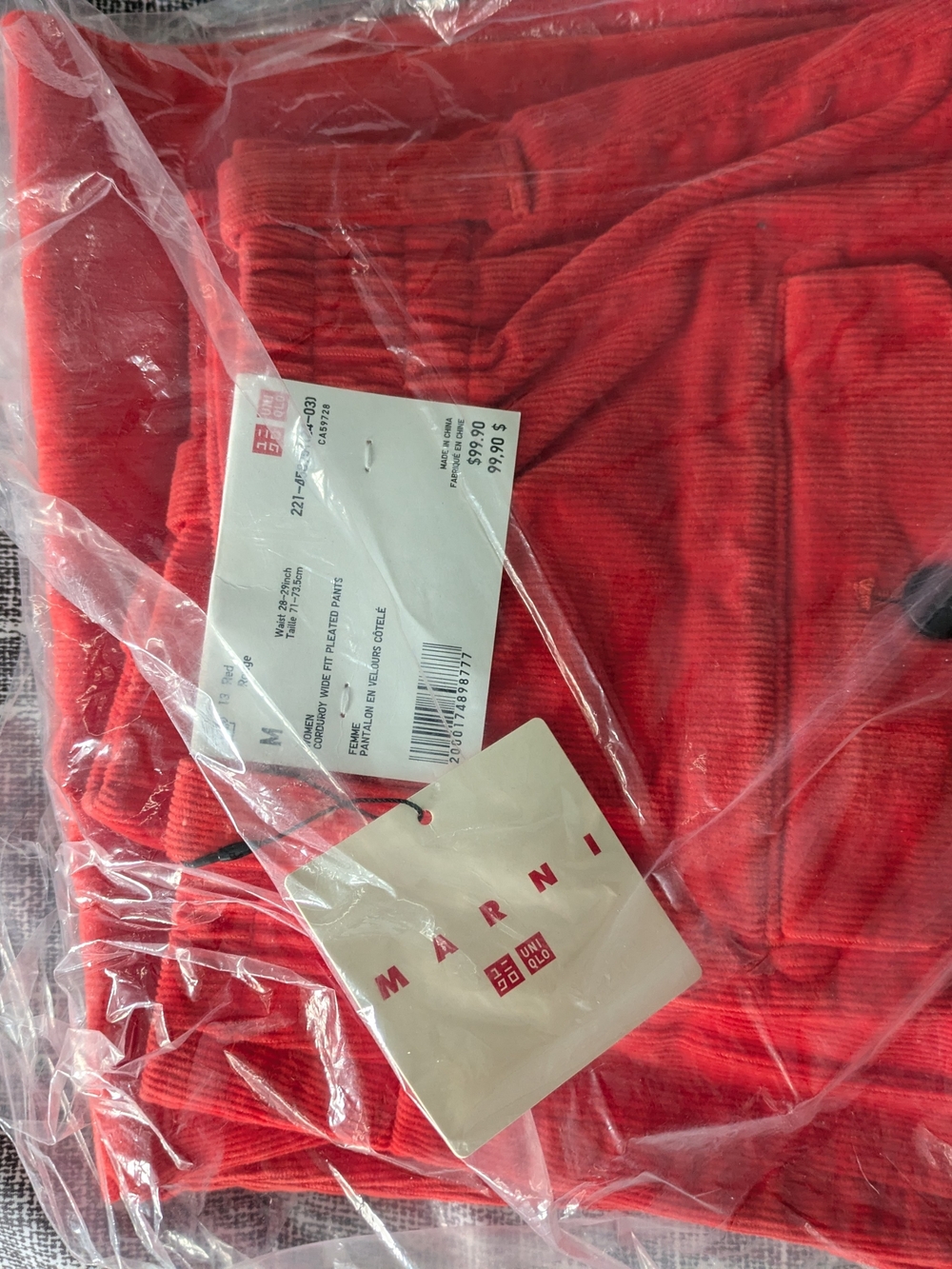 Marni Red Wide-Leg Corduroy Pants - Picture 3 of 4